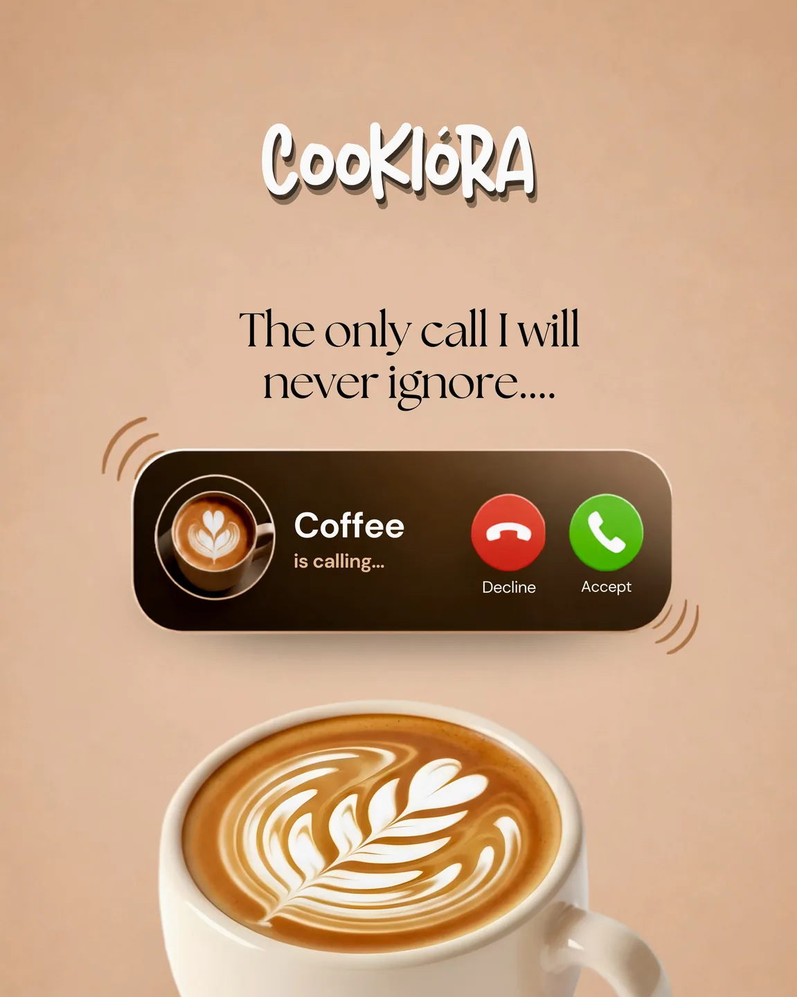 A latte next to a phone call from Coffee: the only call I will never ignore