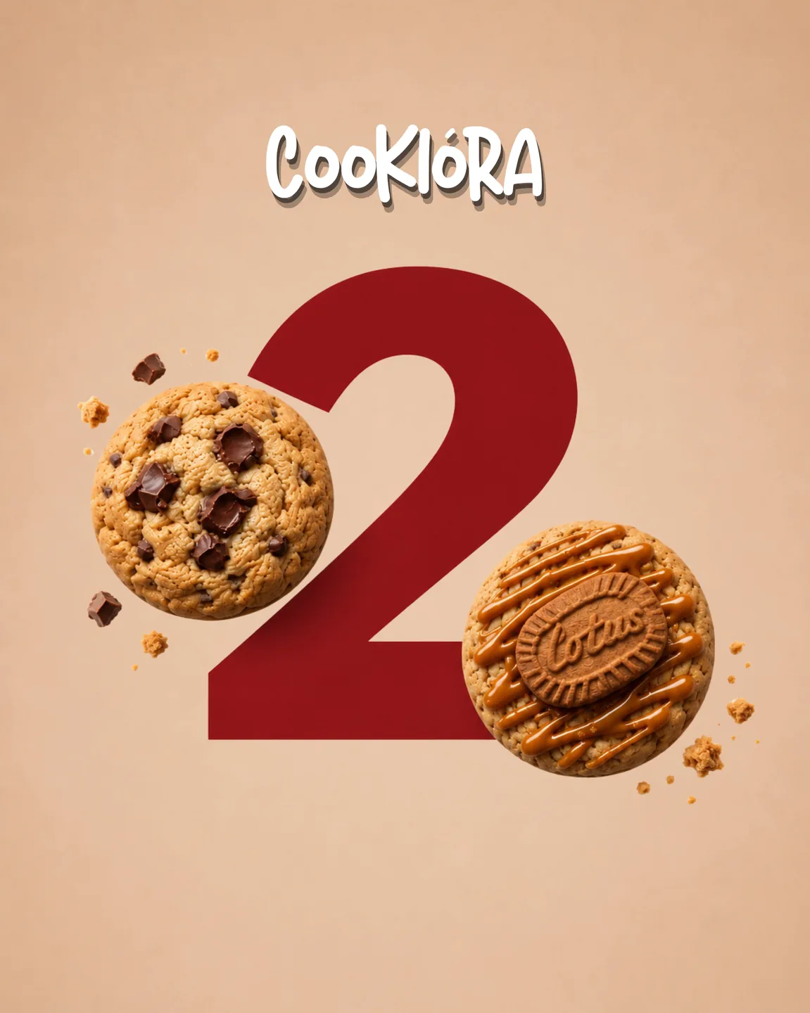 A big red 2 with an OG cookie and a Lotus cookie